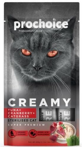 Prochoice Creamy Ton Balıklı Ve Kızılcıklı Kedi Çimi İçerikli Sıvı Kısırlaştırılmış Kedi Ödülü 4 X 15 GR | SRC: Barcode: 8681465608752